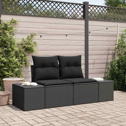 Divano da giardino con cuscino Nero 184 x 62 x 69 cm polyrattan | homemem39