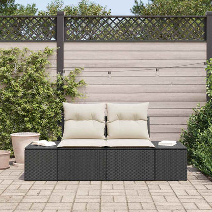 Divano da giardino con cuscino Nero 184 x 62 x 69 cm polyrattan | homemem39