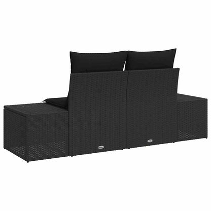 Divano da giardino con cuscino Nero 184 x 62 x 69 cm polyrattan
