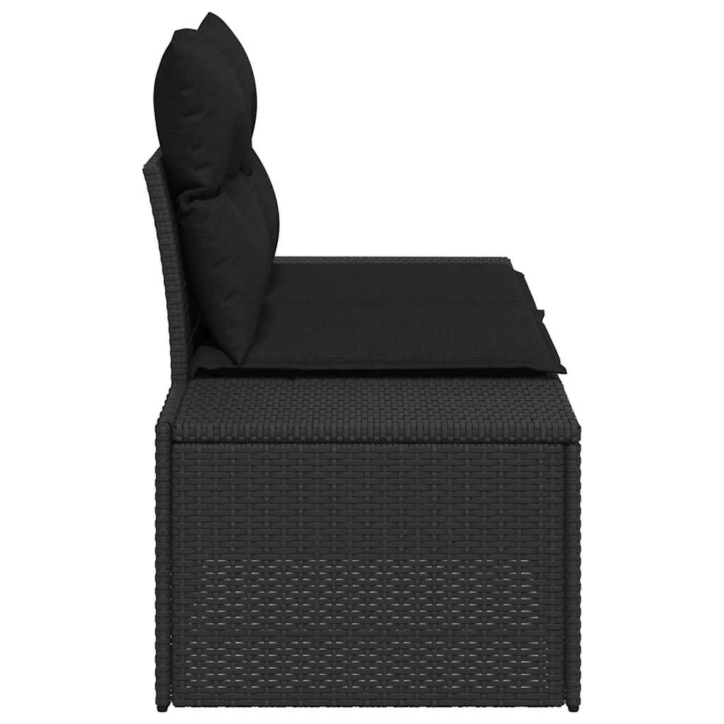 Divano da giardino con cuscino Nero 184 x 62 x 69 cm polyrattan