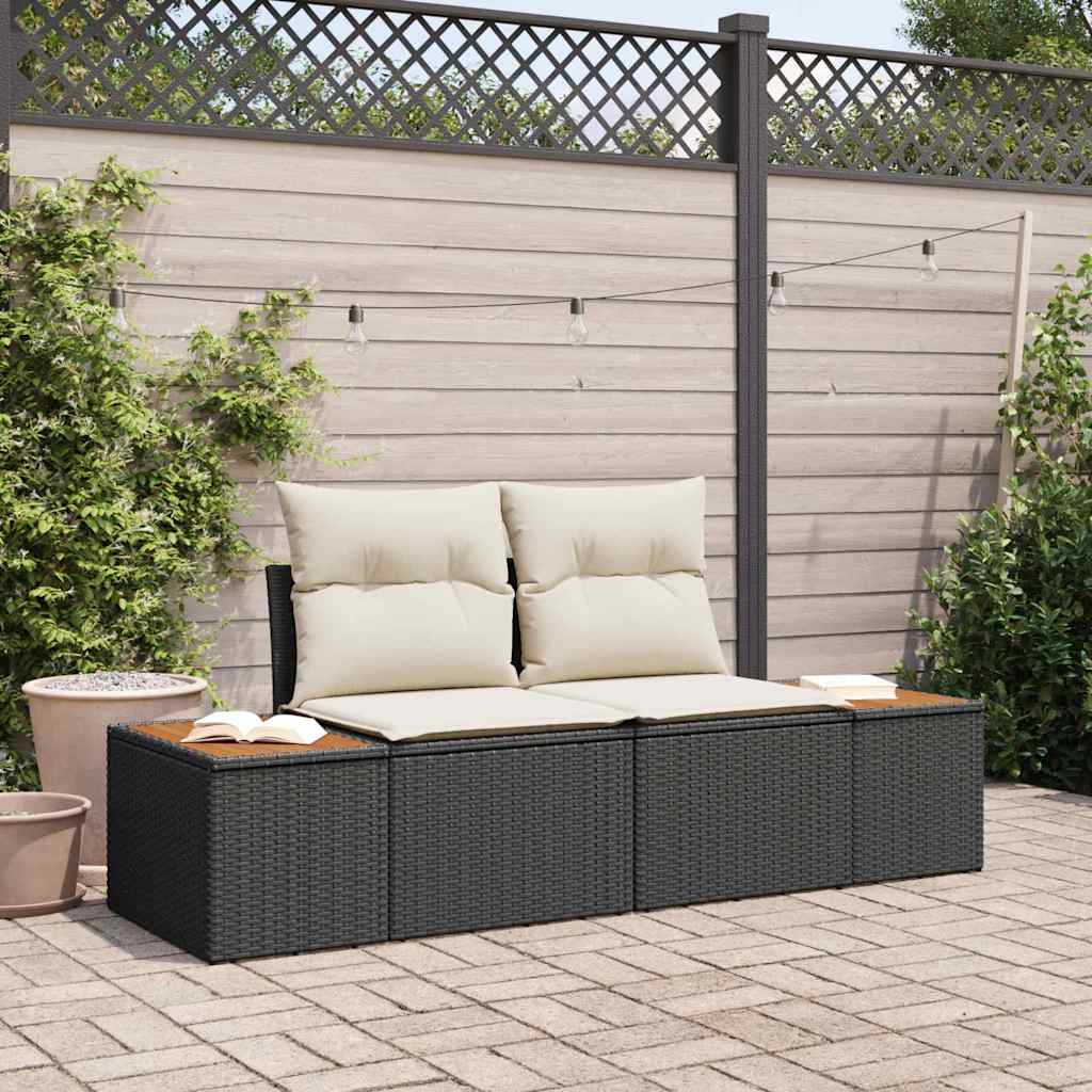 Divano da giardino Nero 184 x 62 x 85cm polyrattan | homemem39