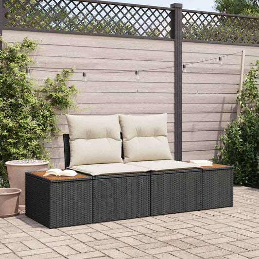 Divano da giardino Nero 184 x 62 x 85cm polyrattan