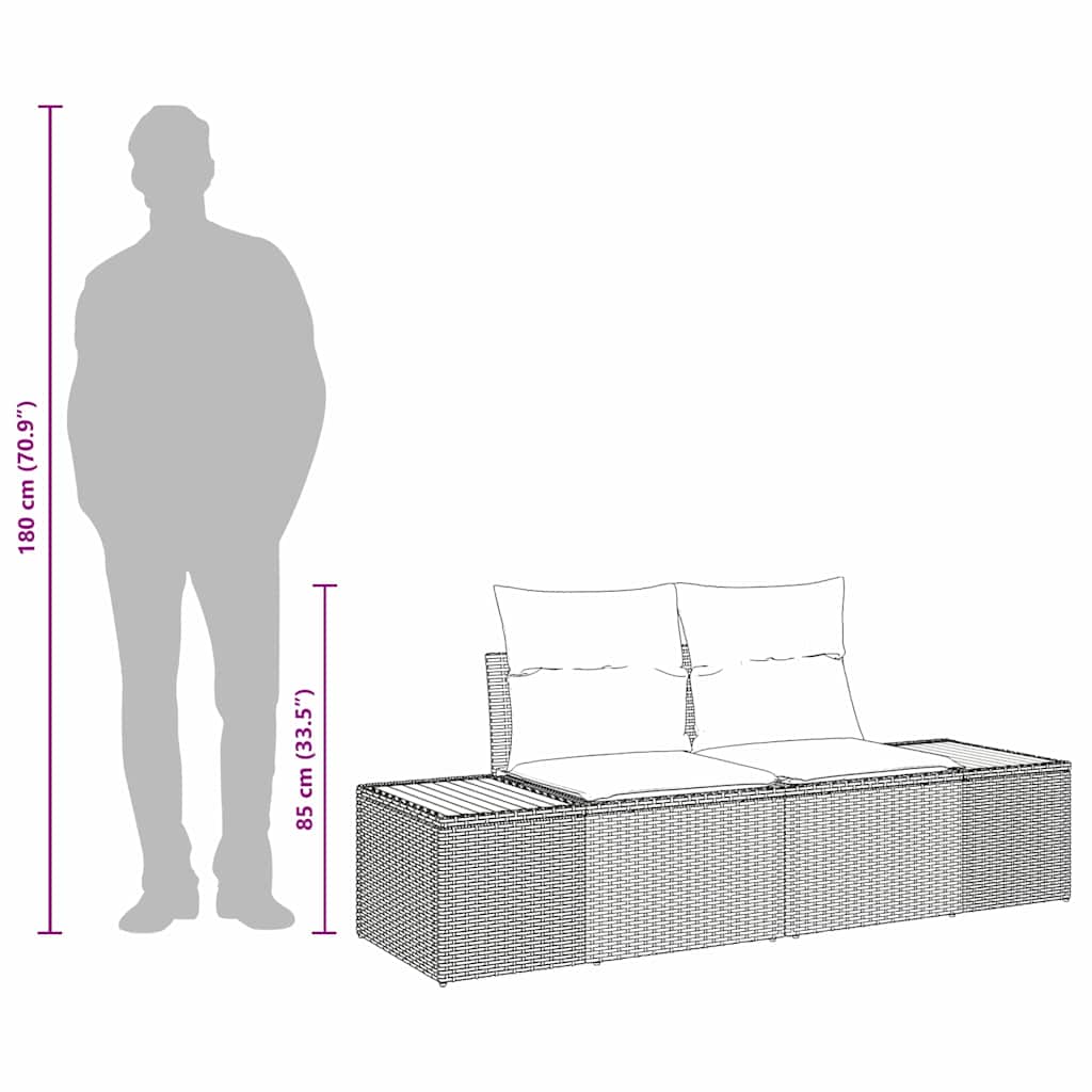 Divano da giardino Nero 184 x 62 x 85cm polyrattan | homemem39