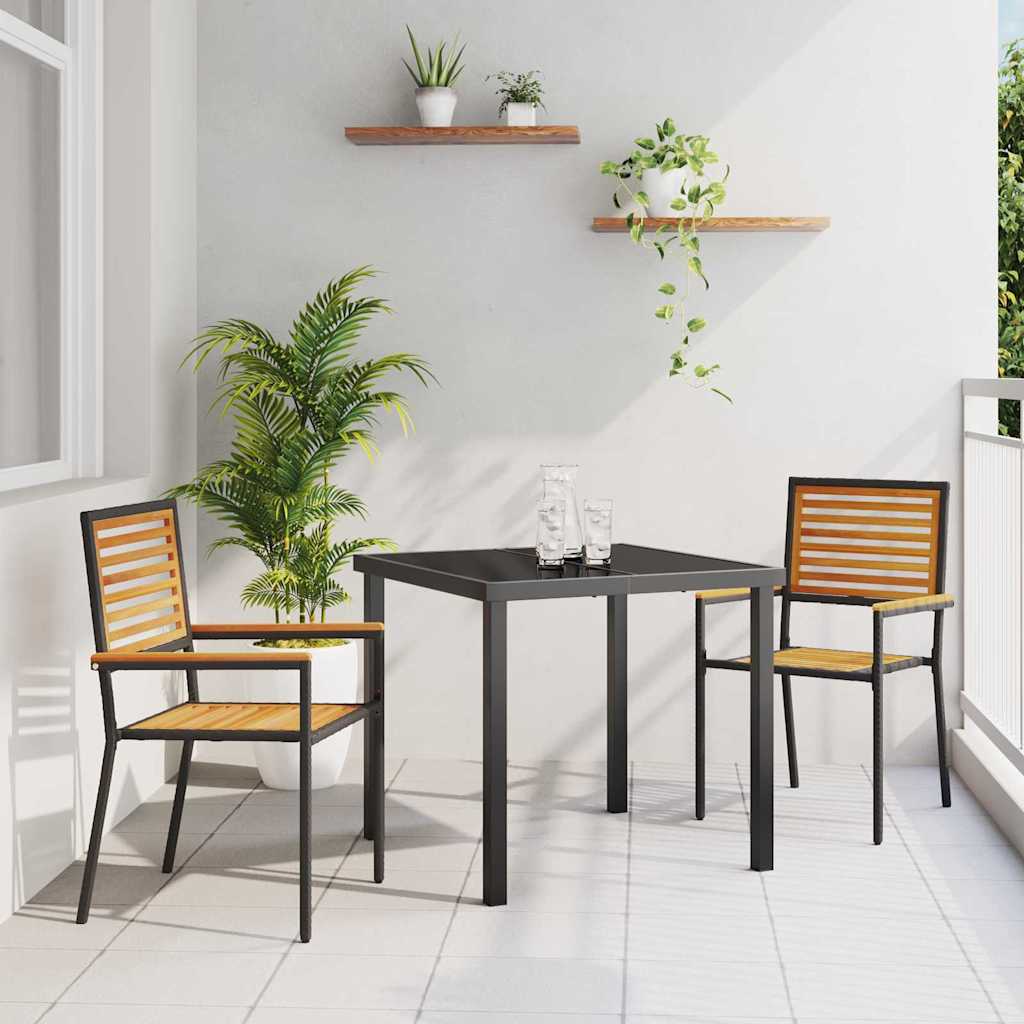 Sedie impilabili da giardino 2 pcs Marrone e Nero - homemem39