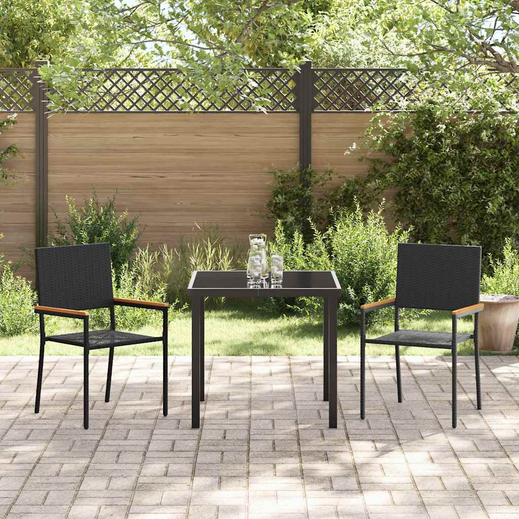 Sedie impilabili da giardino 2 pcs Nero e Marrone - homemem39