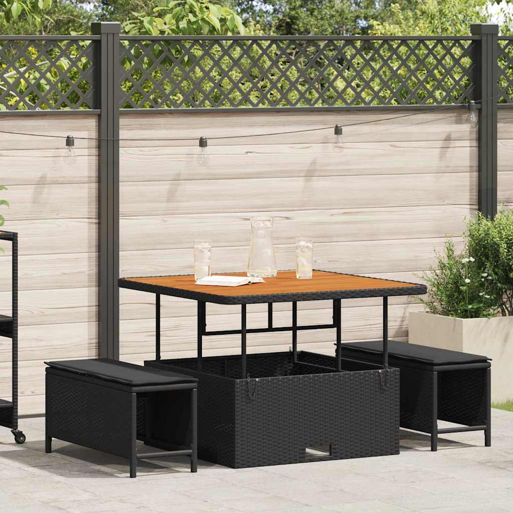 Set da Pranzo per Giardino Nero Poly Rattan - homemem39