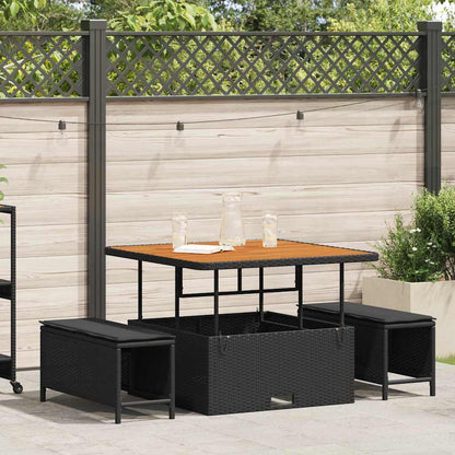 Set da Pranzo per Giardino Nero Poly Rattan - homemem39