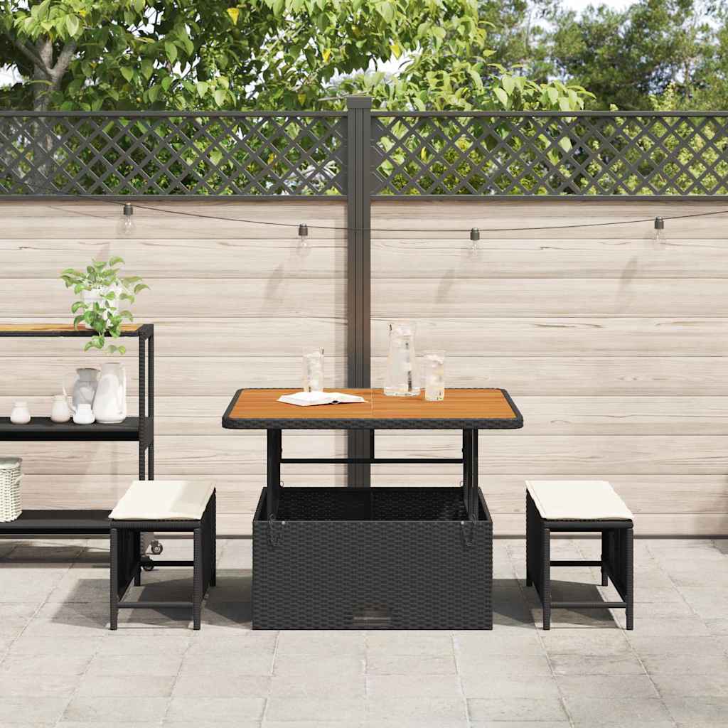 Set da Pranzo per Giardino Nero Poly Rattan - homemem39