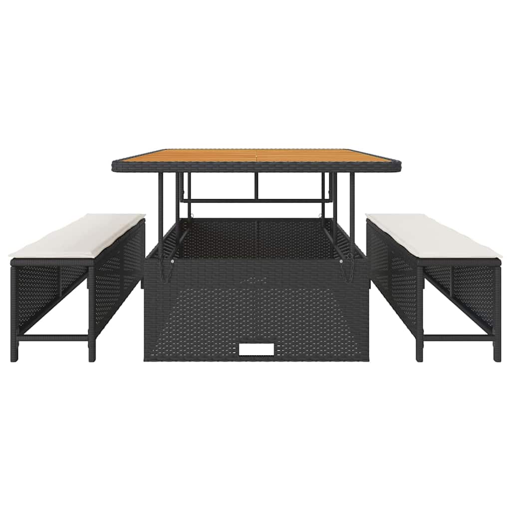 Set da Pranzo per Giardino Nero Poly Rattan - homemem39