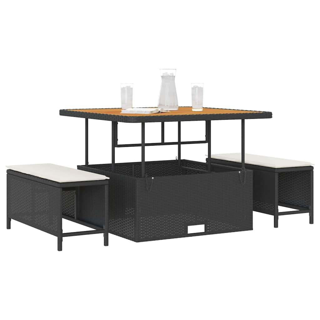 Set da Pranzo per Giardino Nero Poly Rattan - homemem39