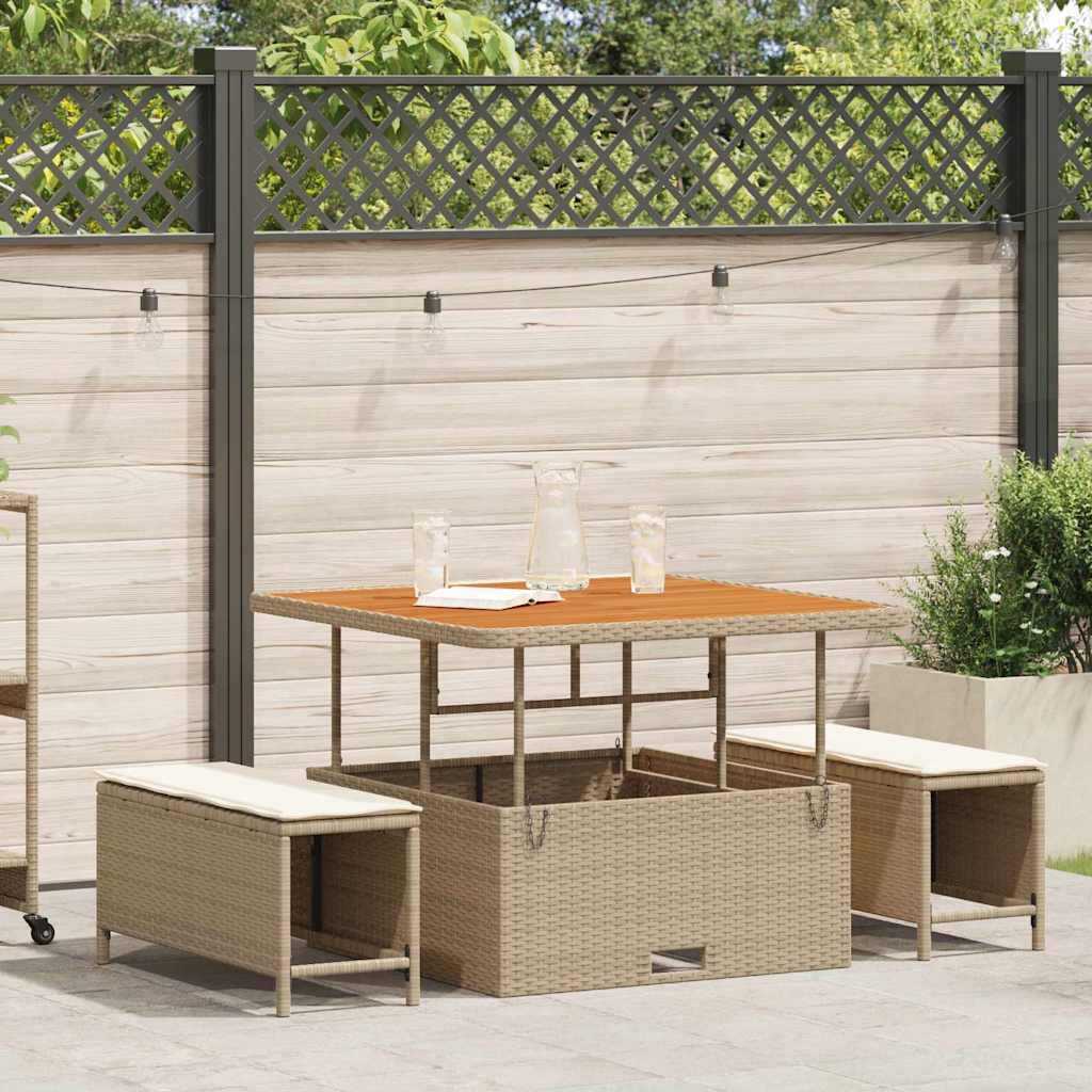 Set da Pranzo per Giardino Beige Poly Rattan - homemem39