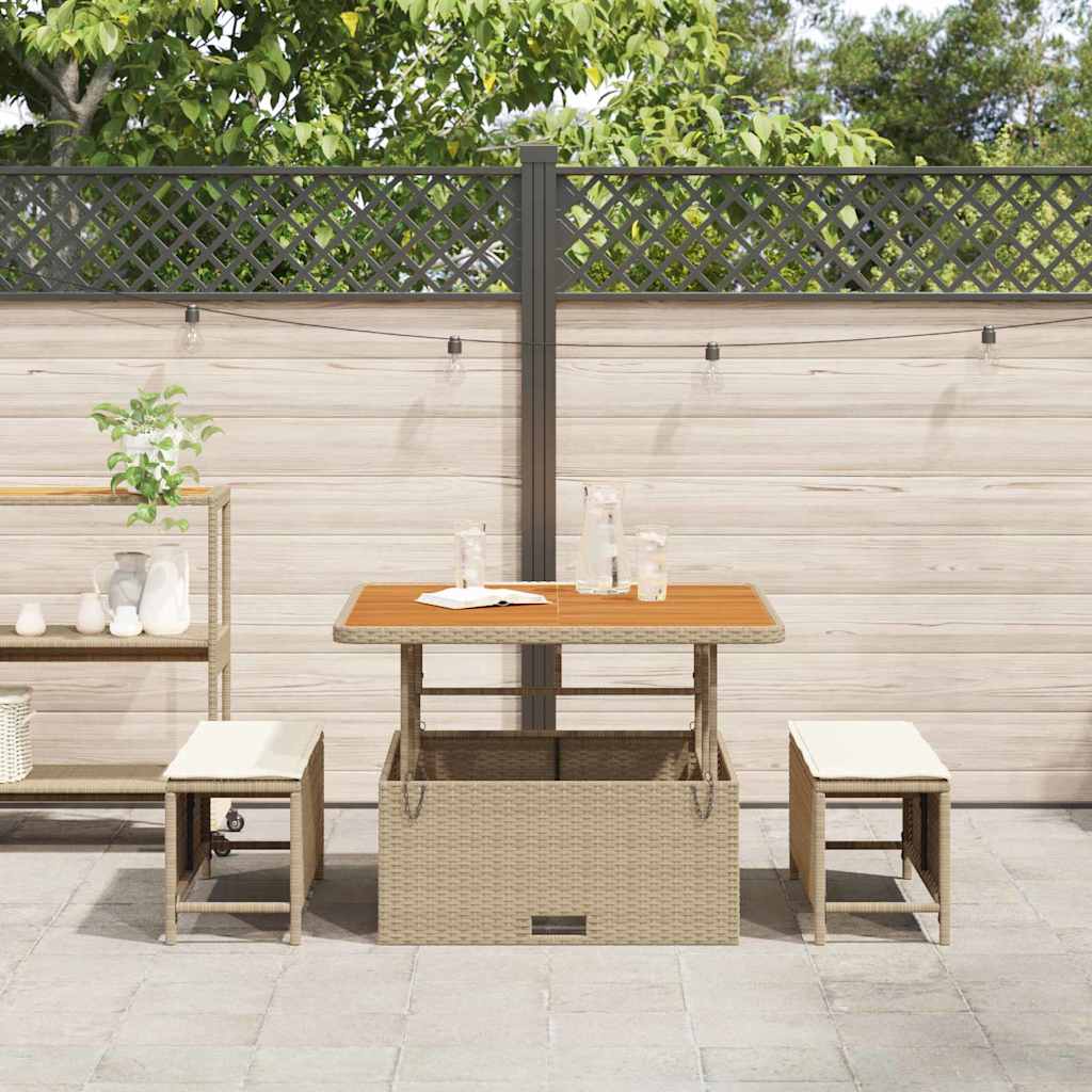 Set da Pranzo per Giardino Beige Poly Rattan - homemem39