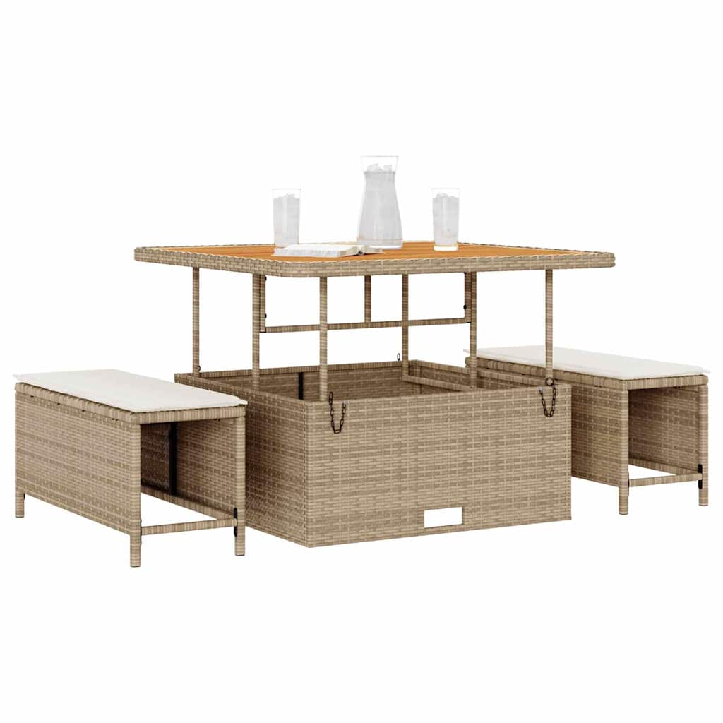 Set da Pranzo per Giardino Beige Poly Rattan - homemem39