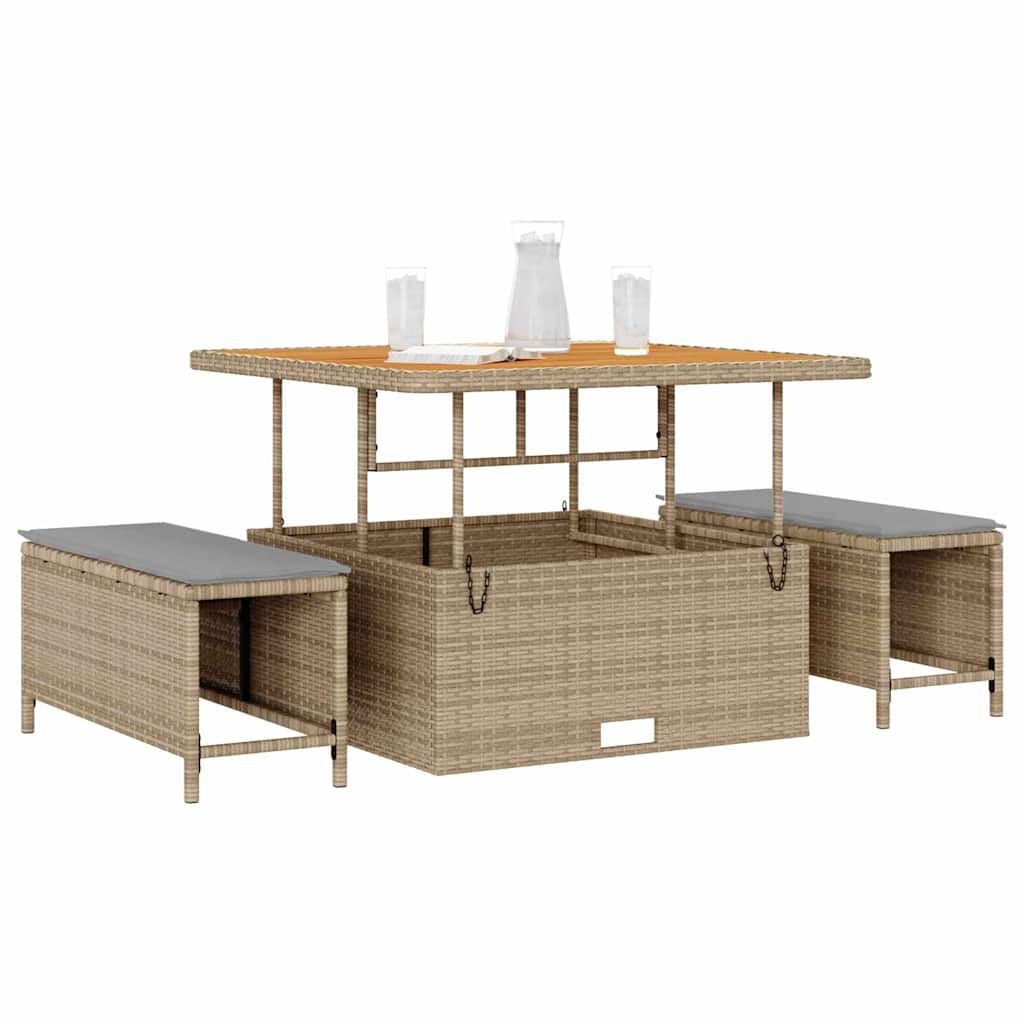 Set da Pranzo per Giardino Beige Poly Rattan - homemem39