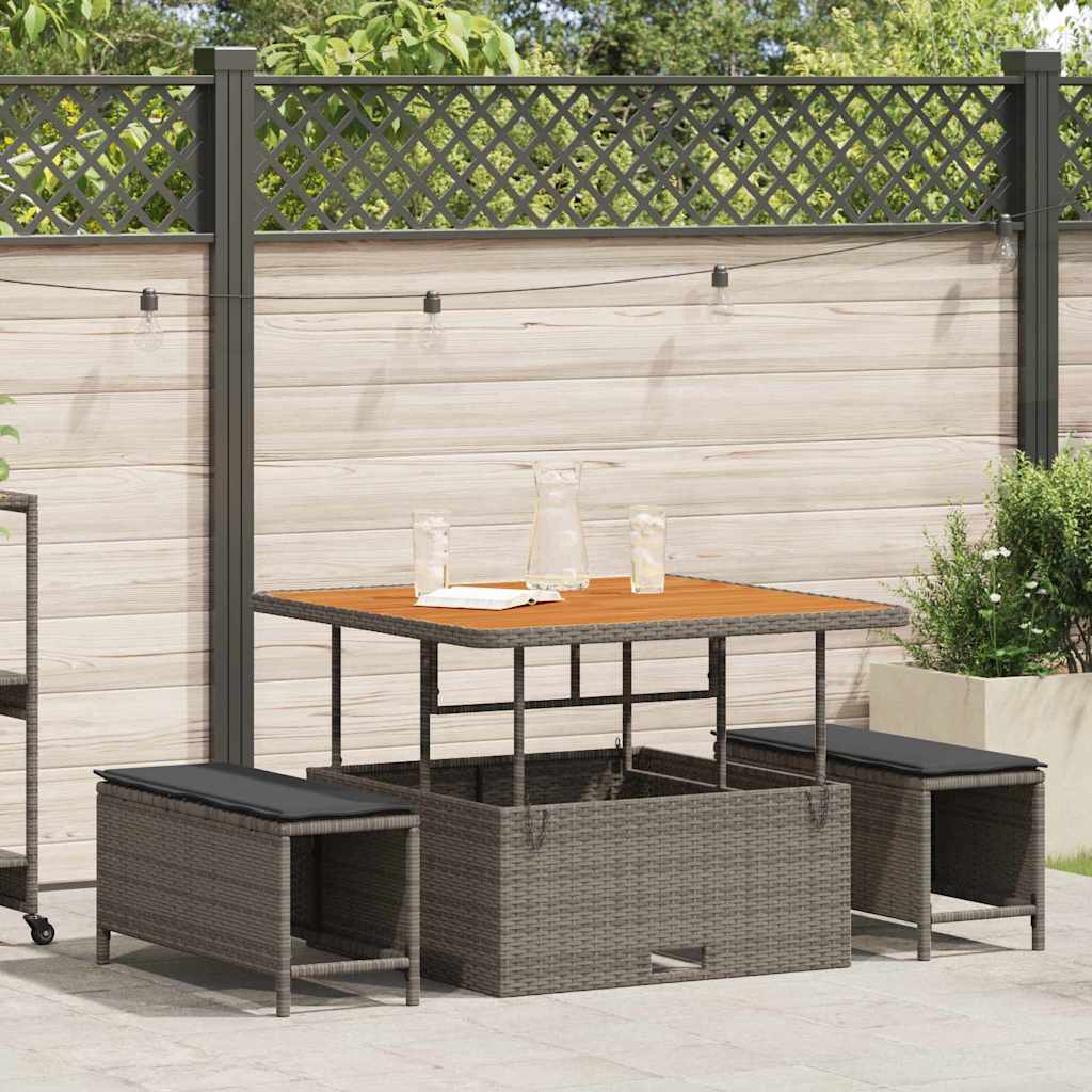 Set da Pranzo per Giardino Grigio Poly Rattan - homemem39