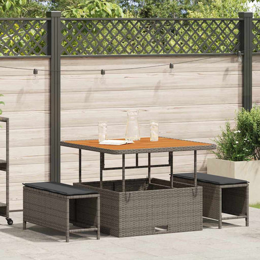 Set da Pranzo per Giardino Grigio Poly Rattan - homemem39