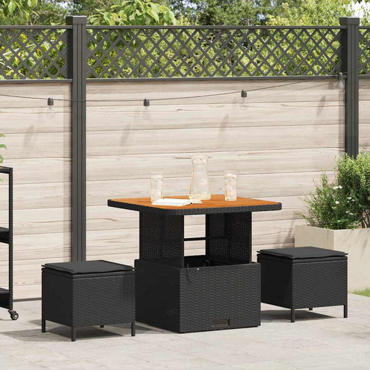 Set da Pranzo per Giardino Nero Poly Rattan - homemem39