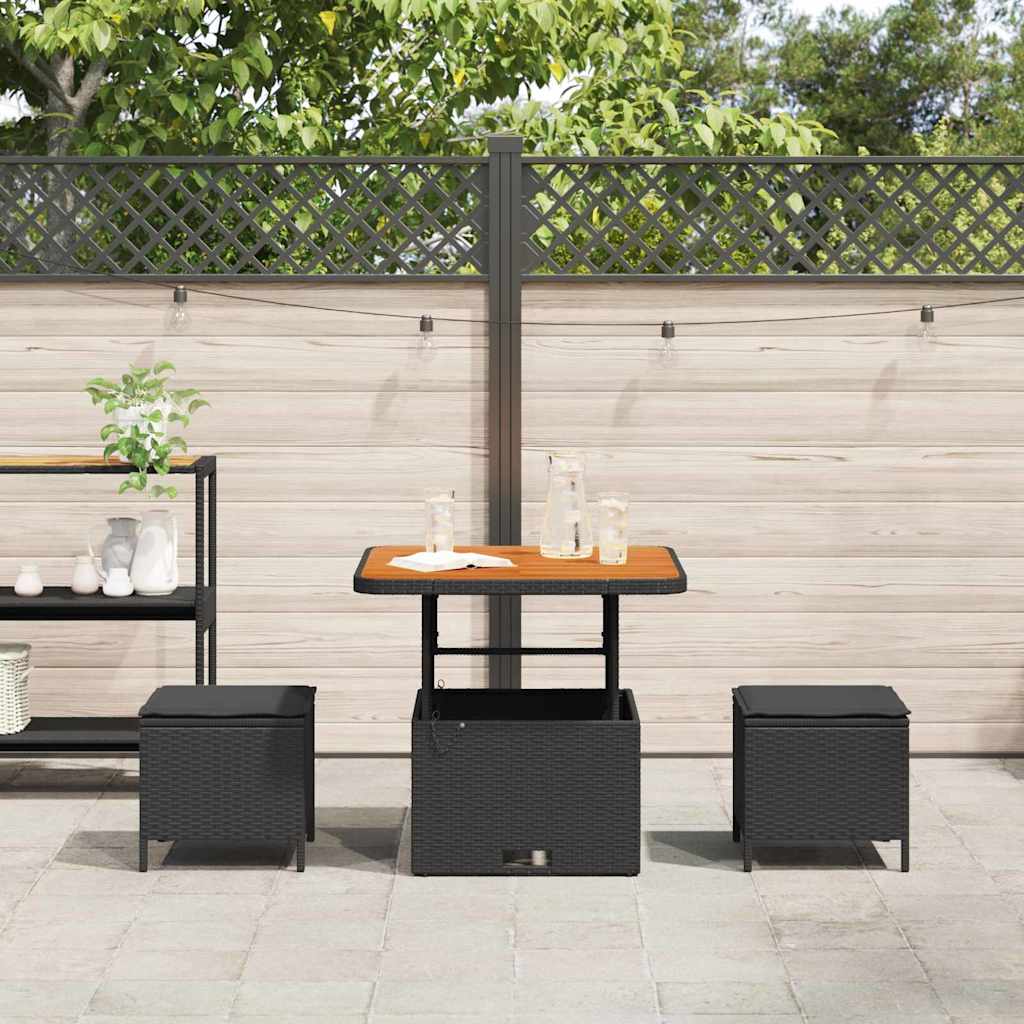Set da Pranzo per Giardino Nero Poly Rattan - homemem39