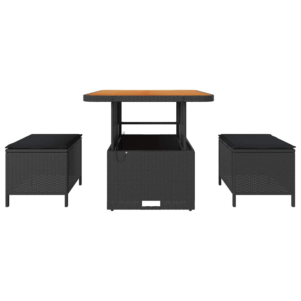 Set da Pranzo per Giardino Nero Poly Rattan - homemem39