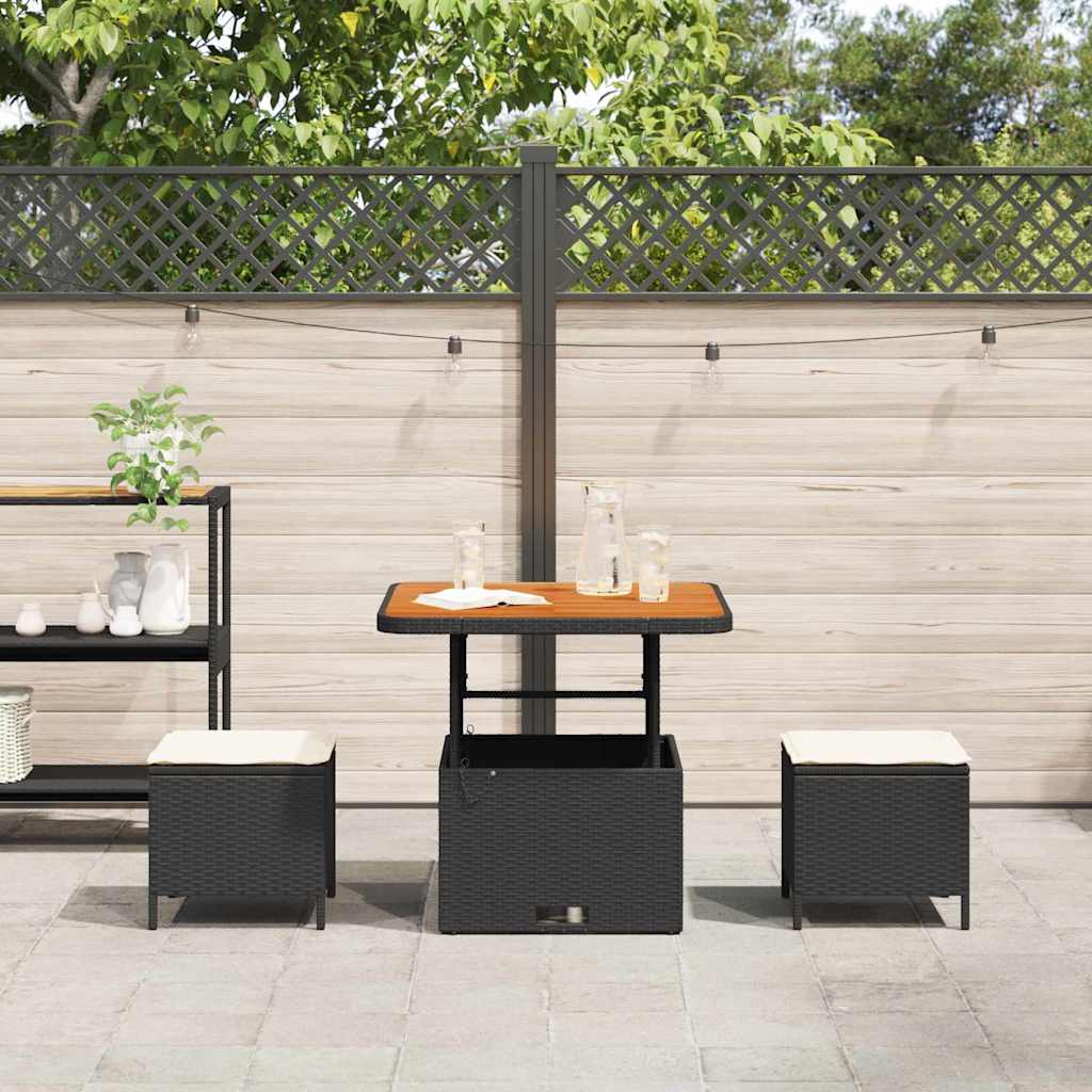 Set da Pranzo per Giardino Nero Poly Rattan - homemem39