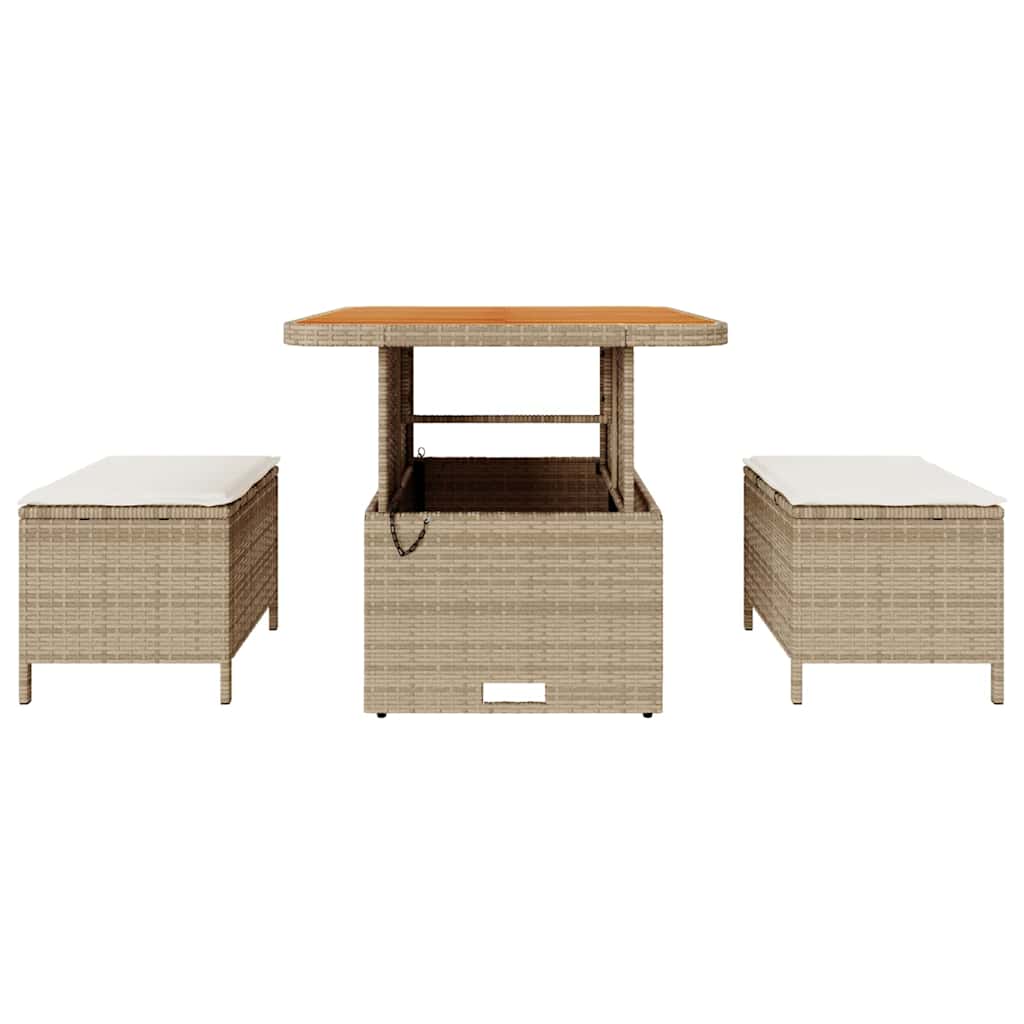 Set da Pranzo per Giardino Beige Poly Rattan - homemem39