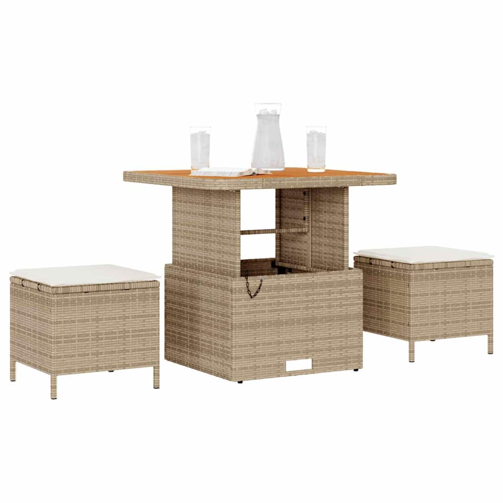 Set da Pranzo per Giardino Beige Poly Rattan - homemem39