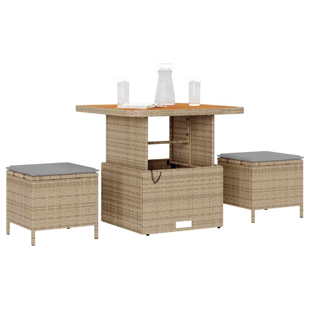 Set da Pranzo per Giardino Beige Poly Rattan - homemem39