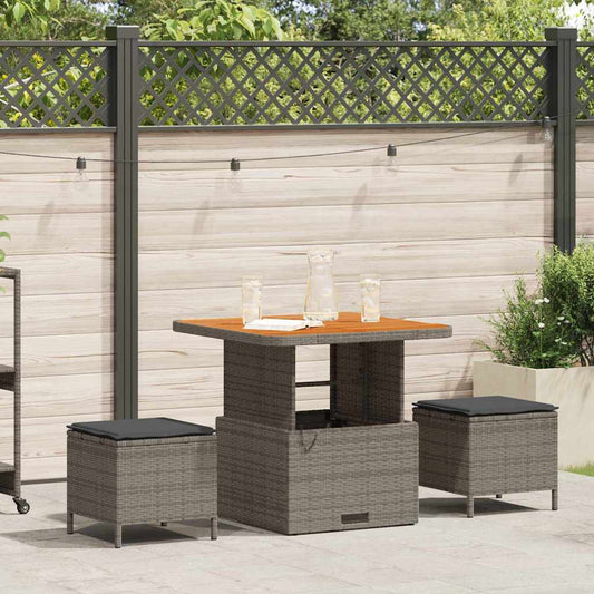 Set da Pranzo per Giardino Grigio Poly Rattan - homemem39