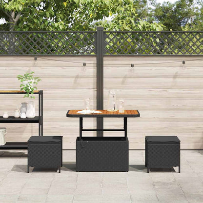 Set da Pranzo per Giardino Nero Poly Rattan - homemem39
