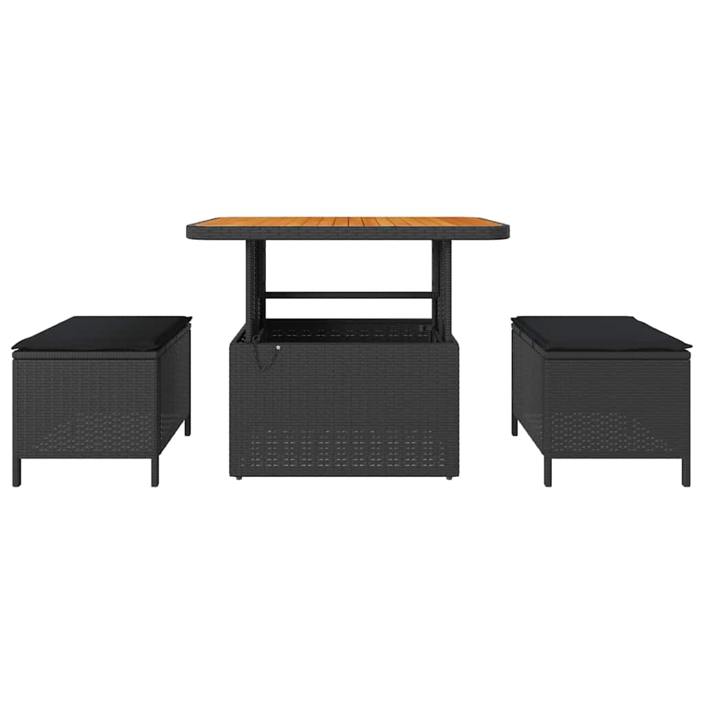 Set da Pranzo per Giardino Nero Poly Rattan - homemem39