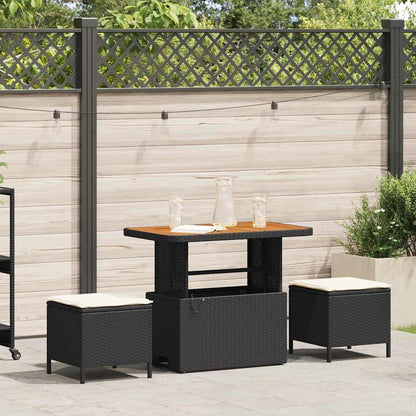 Set da Pranzo per Giardino Nero Poly Rattan - homemem39