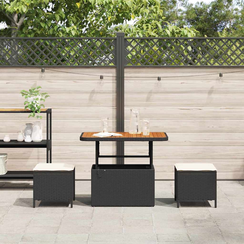 Set da Pranzo per Giardino Nero Poly Rattan - homemem39