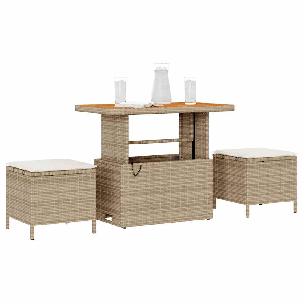 Set da Pranzo per Giardino Beige Poly Rattan - homemem39
