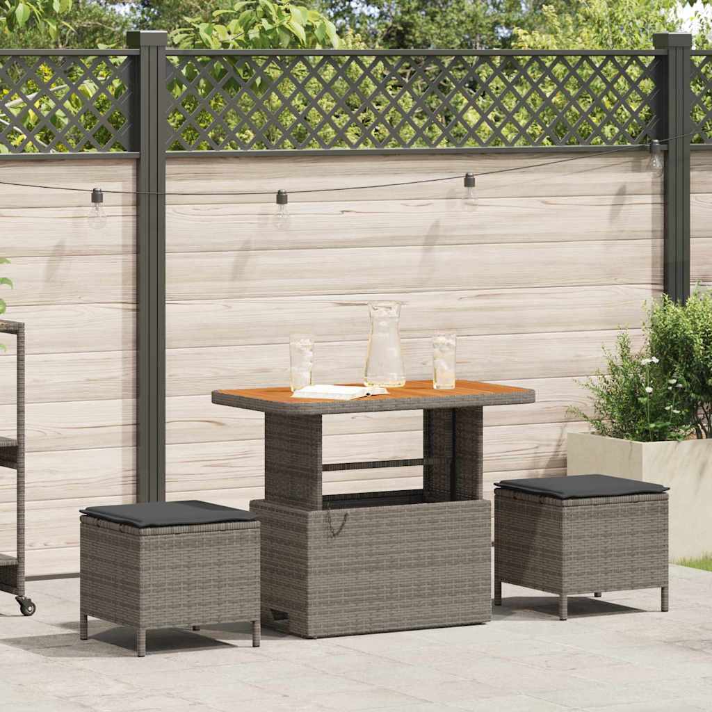 Set da Pranzo per Giardino Grigio Poly Rattan - homemem39