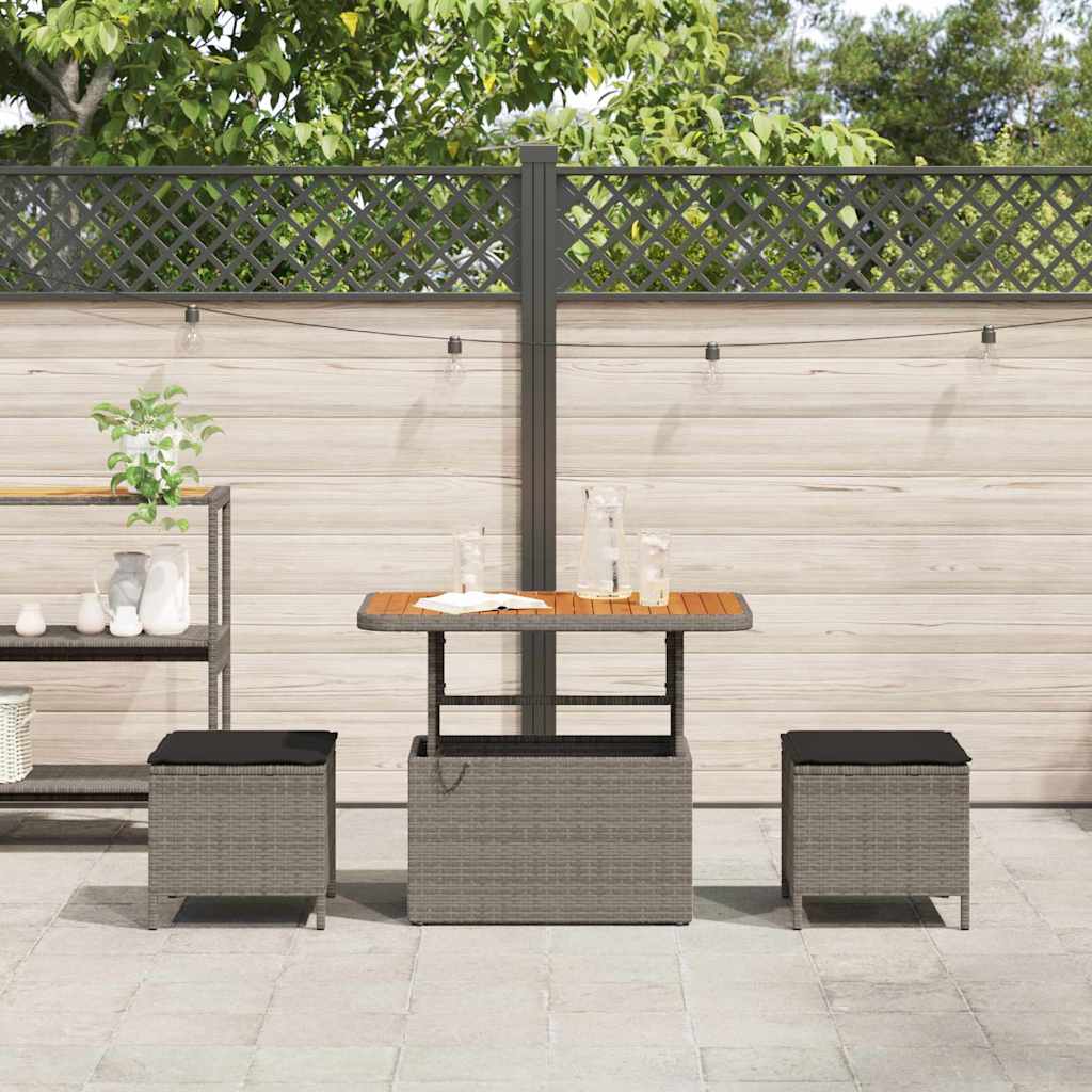 Set da Pranzo per Giardino Grigio Poly Rattan - homemem39
