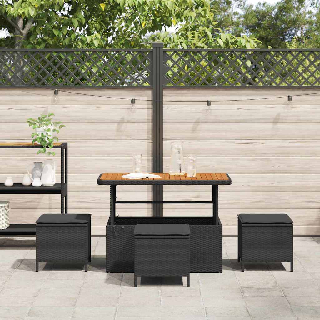 Set da Pranzo per Giardino Nero Poly Rattan - homemem39
