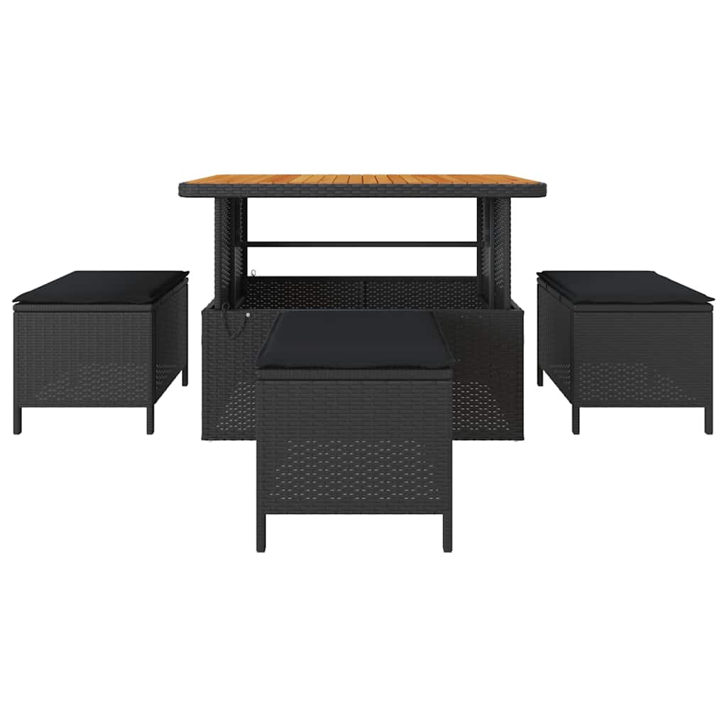 Set da Pranzo per Giardino Nero Poly Rattan - homemem39