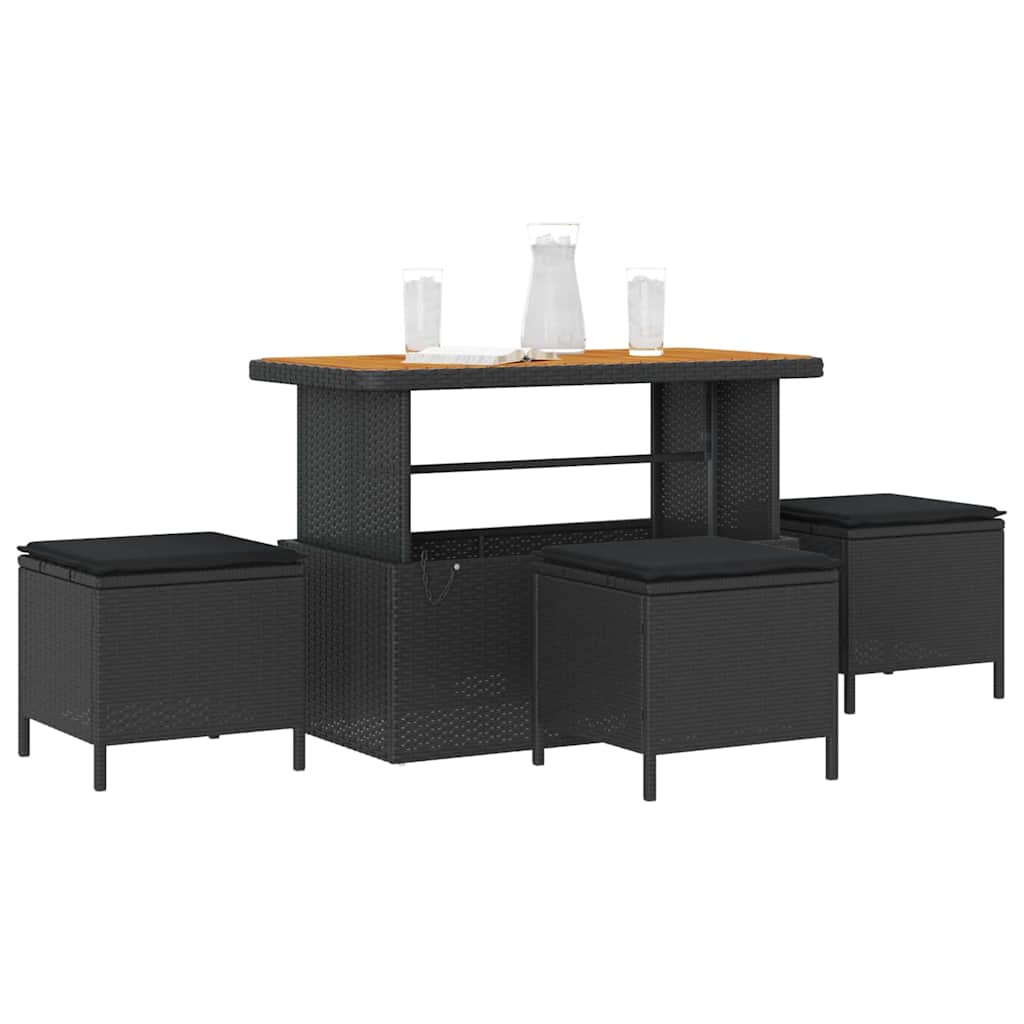 Set da Pranzo per Giardino Nero Poly Rattan - homemem39