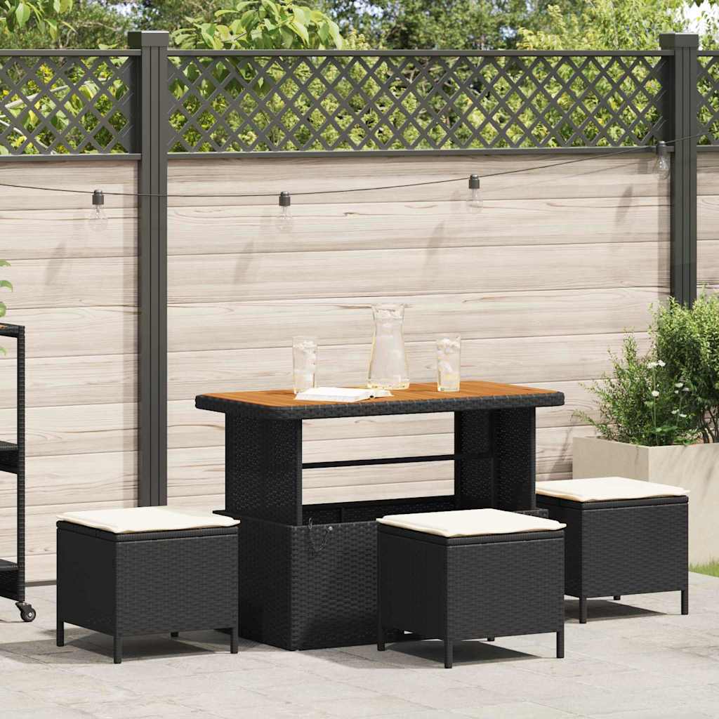 Set da Pranzo per Giardino Nero Poly Rattan - homemem39