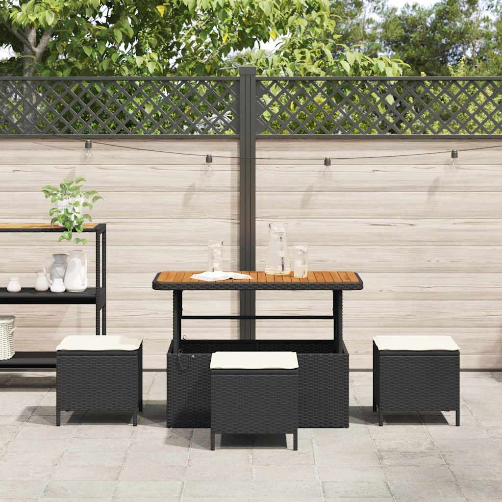 Set da Pranzo per Giardino Nero Poly Rattan - homemem39