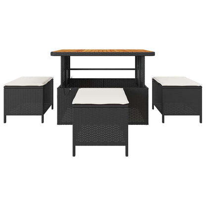 Set da Pranzo per Giardino Nero Poly Rattan - homemem39