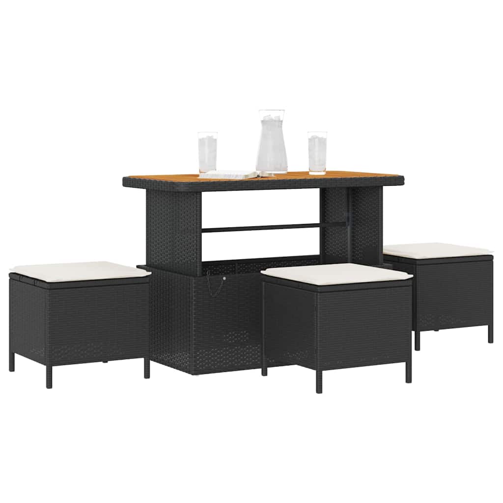 Set da Pranzo per Giardino Nero Poly Rattan - homemem39