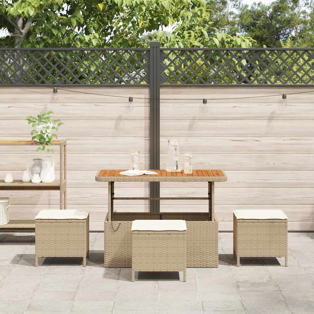 Set da Pranzo per Giardino Beige Poly Rattan - homemem39