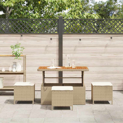 Set da Pranzo per Giardino Beige Poly Rattan - homemem39