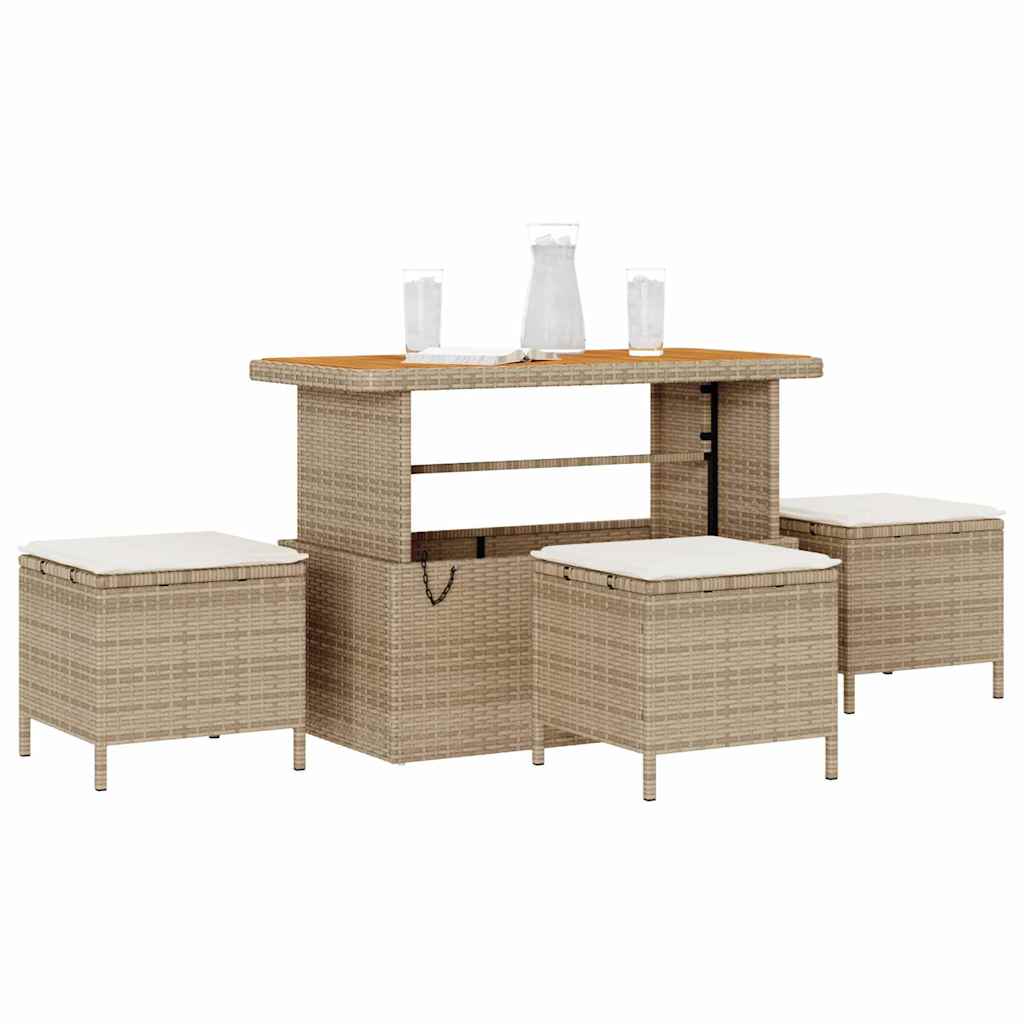 Set da Pranzo per Giardino Beige Poly Rattan - homemem39