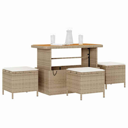 Set da Pranzo per Giardino Beige Poly Rattan - homemem39