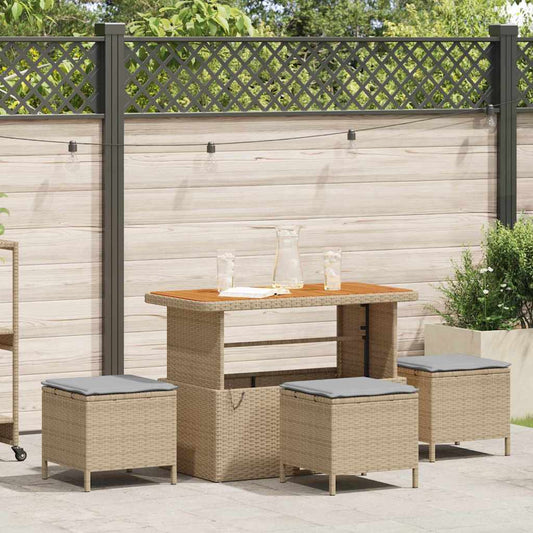 Set da Pranzo per Giardino Beige Poly Rattan - homemem39