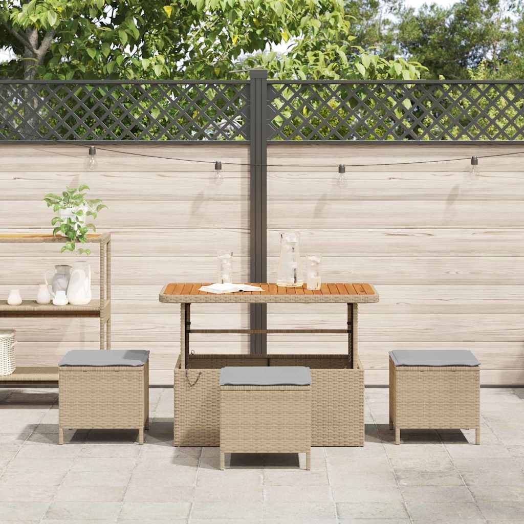 Set da Pranzo per Giardino Beige Poly Rattan - homemem39