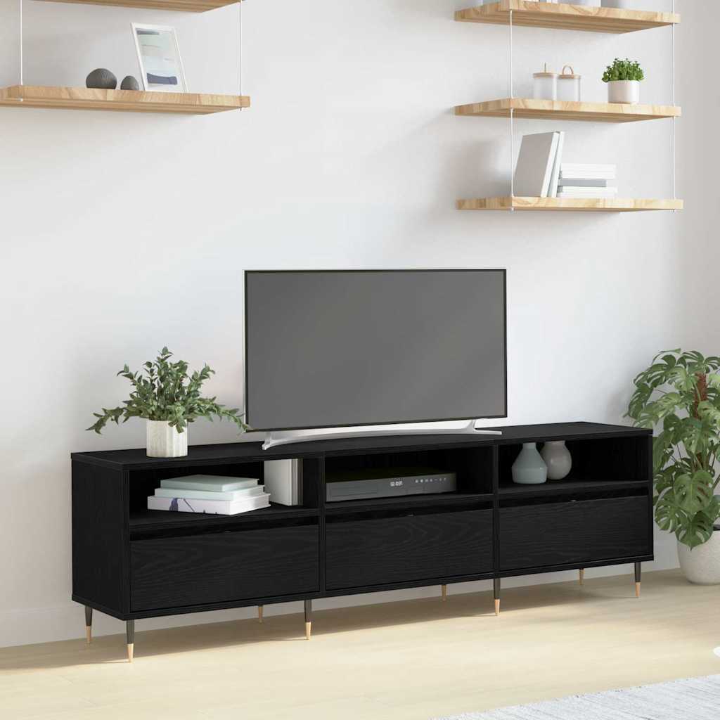 Mobile TV Rovere Nero 150 x 30 x 45 cm Legno multistrato