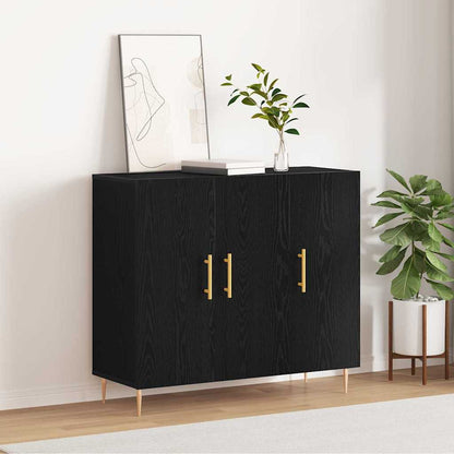 Credenza Rovere Nero 90 x 34 x 80 cm Legno multistrato